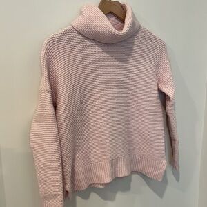 Boden Pink Textured Knit Wool Cashmere Turtleneck Sweater Size Small